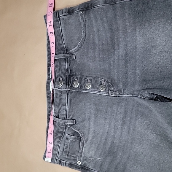 Old Navy Size 8 Washed Black / Gray Power Straight High Rise Denim Jeans - Picture 3 of 13